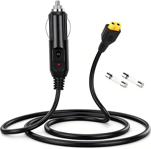 12V/24V Car Charger Cable, for BLUETTI AC70, AC50B, EB55, Elite 200, 100 V2, Ecoflow,and other portable power stations. Features an XT60 connector; Solar Generator DC Power Adapter Cable (10 feet) in Saudi Arabia