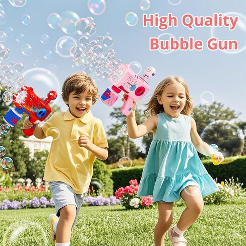 Bubble Gun for Kids, 2 Pack Bubble Machine, Outdoor Summer Toys for Kids 3-8, Toddler Blaster with Powerful Motor, Light-Up Blower for Backyard, Beach, Pool, and Birthday in Saudi Arabia
