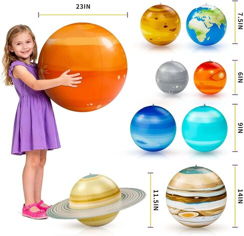 DULLBULL Inflatable Solar System Planets Science Toys with Pump & Hanging Strings – 9 Planets Solar System for Classroom Ceiling Decor, Birthday Party Decorations Astronomy Educational Gift for Kids in Saudi Arabia