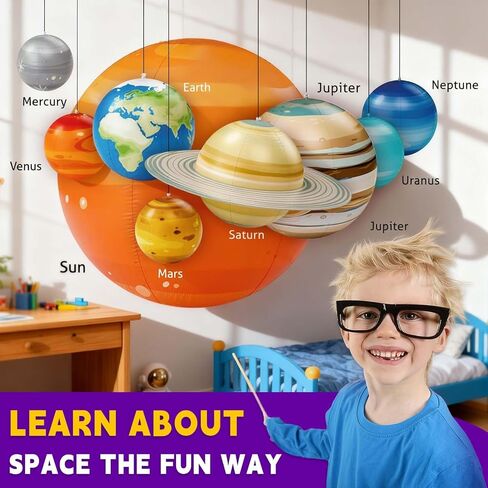 DULLBULL Inflatable Solar System Planets Science Toys with Pump & Hanging Strings – 9 Planets Solar System for Classroom Ceiling Decor, Birthday Party Decorations Astronomy Educational Gift for Kids in Saudi Arabia