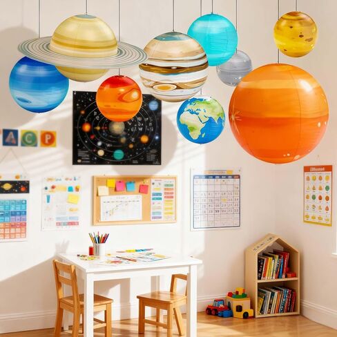 DULLBULL Inflatable Solar System Planets Science Toys with Pump & Hanging Strings – 9 Planets Solar System for Classroom Ceiling Decor, Birthday Party Decorations Astronomy Educational Gift for Kids in Saudi Arabia
