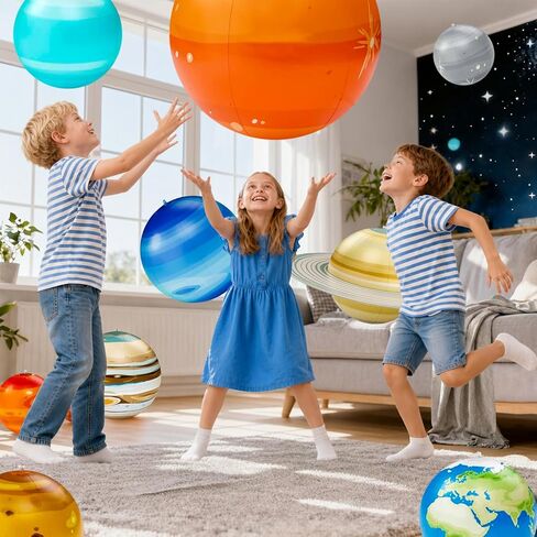 DULLBULL Inflatable Solar System Planets Science Toys with Pump & Hanging Strings – 9 Planets Solar System for Classroom Ceiling Decor, Birthday Party Decorations Astronomy Educational Gift for Kids in Saudi Arabia