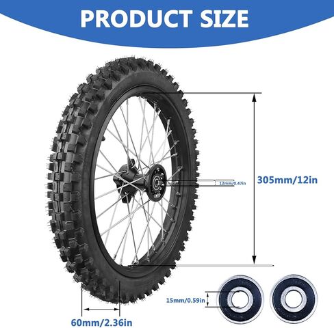 60/100-12 2.75-12 inch Mini Dirt Bike Front Wheel Rim Tube Tire With 12-15mm Bearing Assembly for Mini Dirt Pit Bikes Motorcycle Wheels And Tires SSR in Saudi Arabia
