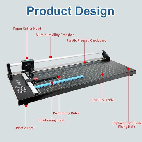 24 Inch Manual Precision Rotary Paper Trimmer, Rotary Paper Cutter Trimmer for Photo Paper, Film, Art Paper Jam, Office Paper, Thin Plastic Soft Board, PVC,Cutting Table,Professional Rolling Trimmer in Saudi Arabia