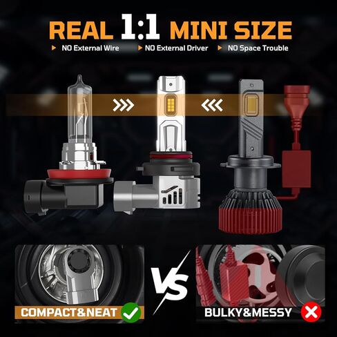 H11/H8/H9 Bulbs, 60,000LM 6500K Cool White Fog Lights, 800% Ultra Bright with 14000RPM Fan, IP68 Waterproof, 1:1 Size, Plug-N-Play, Canbus Ready (2 Pack) in Saudi Arabia