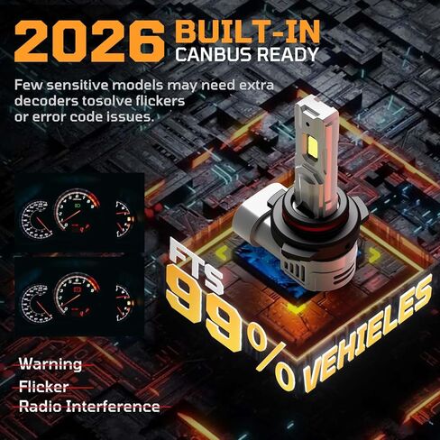 H11/H8/H9 Bulbs, 60,000LM 6500K Cool White Fog Lights, 800% Ultra Bright with 14000RPM Fan, IP68 Waterproof, 1:1 Size, Plug-N-Play, Canbus Ready (2 Pack) in Saudi Arabia