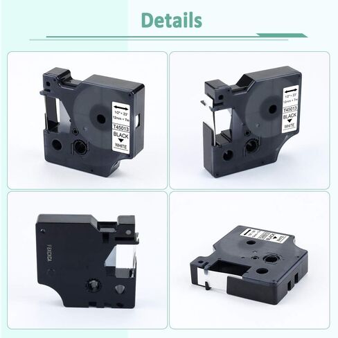 6 عبوات 45013 شريط متوافق مع Dymo 160 Label Maker Refill 1/2 بوصة أسود على أبيض D1 شريط ملصقات 45013 a45013 45013s S0720530 لـ LabelManager 280 160 420P 220P 210D 360D 450D، 23 قدمًا in Kuwait