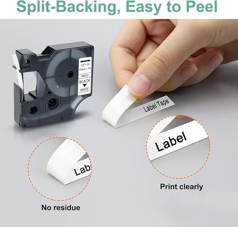 6 عبوات 45013 شريط متوافق مع Dymo 160 Label Maker Refill 1/2 بوصة أسود على أبيض D1 شريط ملصقات 45013 a45013 45013s S0720530 لـ LabelManager 280 160 420P 220P 210D 360D 450D، 23 قدمًا in Kuwait