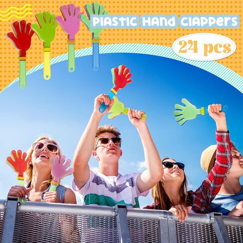 Meooeck 24 Pcs Hand Clappers 11 Inch Large Hand Clappers Noisemakers Bulk Cheer Noise Makers Finger Noise Makers for Sporting Events Fiesta Birthday Rewards Basketball Football Game Party Favors in Saudi Arabia