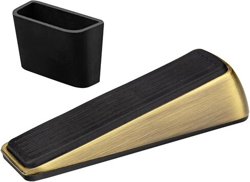 Gold Door Stopper, Zinc Alloy Heavy Duty Metal Door Stop with Anti-Slip Rubber Base, Tall Doors Stop Wedge Doorstops for Home Premium Doors Stopper Office (Color:Gold) in Saudi Arabia