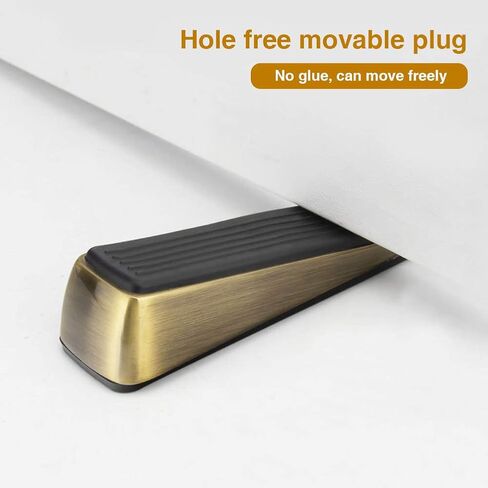 Gold Door Stopper, Zinc Alloy Heavy Duty Metal Door Stop with Anti-Slip Rubber Base, Tall Doors Stop Wedge Doorstops for Home Premium Doors Stopper Office (Color:Gold) in Saudi Arabia