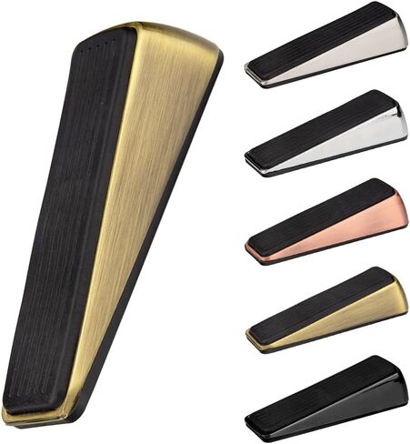 Gold Door Stopper, Zinc Alloy Heavy Duty Metal Door Stop with Anti-Slip Rubber Base, Tall Doors Stop Wedge Doorstops for Home Premium Doors Stopper Office (Color:Gold) in Saudi Arabia