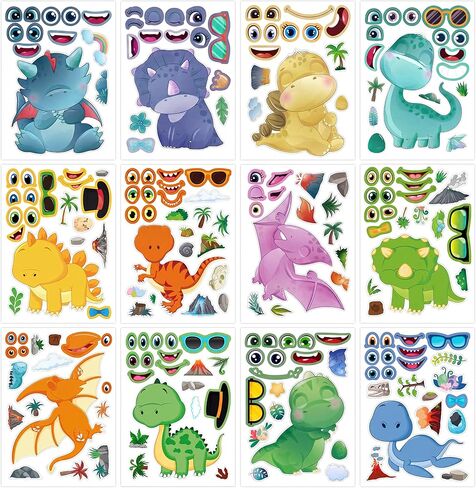 24 Sheets Make Your Own Unicorns Sticker, Unicorns Party Favors Face Stickers for Kids Girls Toddlers Activities Bags Unicorns Birthday Party Favors Supplies Craft in Saudi Arabia