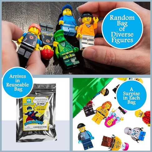 Brick Loot Minifigures Pack of 10, Random Minifigure Pack, Set of Authentic Minifigs, Unique Brick Characters with Accessories, Compatible Toy Figures, Gift for Kids, No Duplicates Included in Kuwait