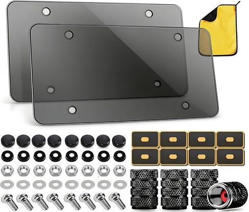License Plate Cover & Frames: 2PCS Clear License Plate Protector, Unbreakable Covers for Protecting Front/Rear License Plate with Screws, Cover for Most US License Plates in Saudi Arabia
