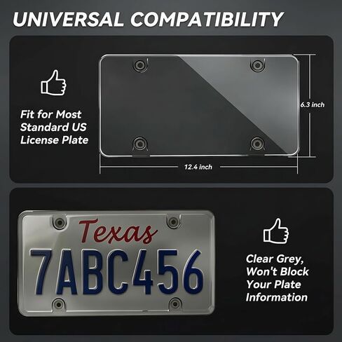 License Plate Cover & Frames: 2PCS Clear License Plate Protector, Unbreakable Covers for Protecting Front/Rear License Plate with Screws, Cover for Most US License Plates in Saudi Arabia