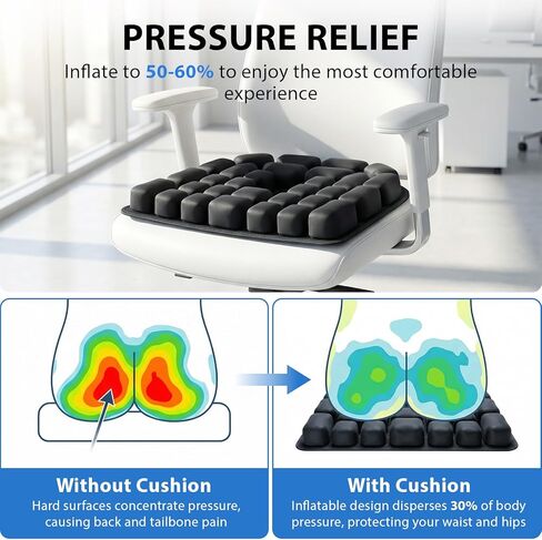 Inflatable Seat Cushion, Pressure Relief Airplane Seat Cushion for Long Flights Built-in Air Pump, Portable Car Seat Cushions,Office Chair Wheelchair Cushions Relief Discomfort in Coccyx&Buttock in Saudi Arabia