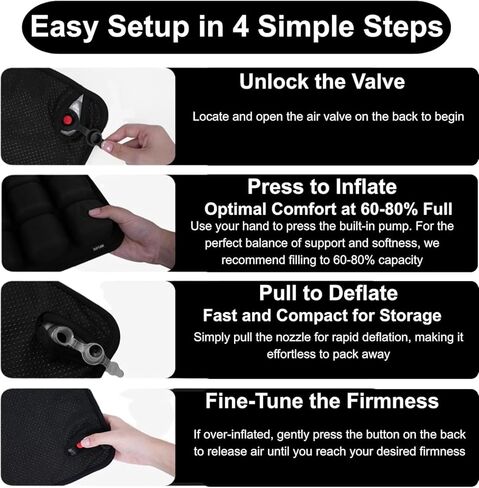 Inflatable Seat Cushion, Pressure Relief Airplane Seat Cushion for Long Flights Built-in Air Pump, Portable Car Seat Cushions,Office Chair Wheelchair Cushions Relief Discomfort in Coccyx&Buttock in Saudi Arabia