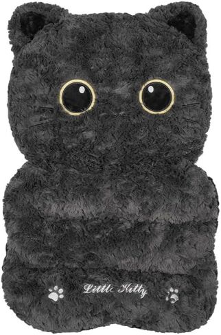 Plush Black Cat Car Seat Cushion and Backrest Combo - Comfy Universal Auto Interior Accessory for Driving Comfort in Kuwait