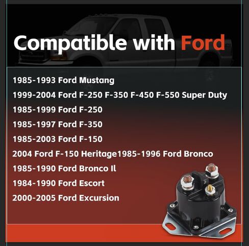 SW1951C Heavy Duty Starter Solenoid Relay Fit for Ford F150 F250 F350 F450 F550 E150 E250 E350 Escort Bronco Mustang Ranger Replace OE #SS598T SW1507 SW1507ADP SW1951 E5TZ-11450-A E9TZ-11450-B in Saudi Arabia