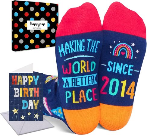 HAPPYPOP 10 Year Old Birthday Gifts Ideas Socks - Gifts for Kids Age 10, 2014 Birthday Gift Ideas for Tween Boys Girls, Presents for 10 Year Olds in Saudi Arabia