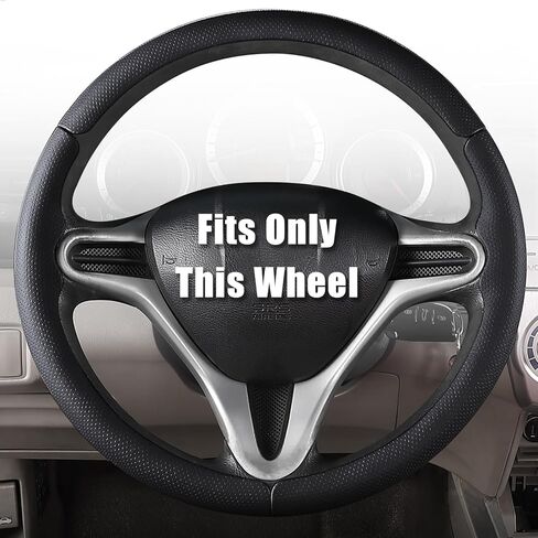 Aimato Customized Steering Wheel Cover for Honda Civic 2006-2011 (3 Spoke 8th), Thin,Anti-Slip,Scratch-Resistant Exclusive Car Accessory for Honda, Nappa Black in Kuwait
