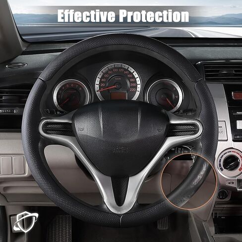 Aimato Customized Steering Wheel Cover for Honda Civic 2006-2011 (3 Spoke 8th), Thin,Anti-Slip,Scratch-Resistant Exclusive Car Accessory for Honda, Nappa Black in Kuwait