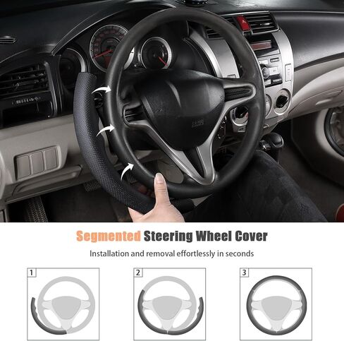 Aimato Customized Steering Wheel Cover for Honda Civic 2006-2011 (3 Spoke 8th), Thin,Anti-Slip,Scratch-Resistant Exclusive Car Accessory for Honda, Nappa Black in Kuwait