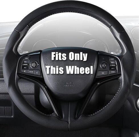 Aimato Customized Steering Wheel Cover for Honda Civic 2006-2011 (3 Spoke 8th), Thin,Anti-Slip,Scratch-Resistant Exclusive Car Accessory for Honda, Nappa Black in Kuwait