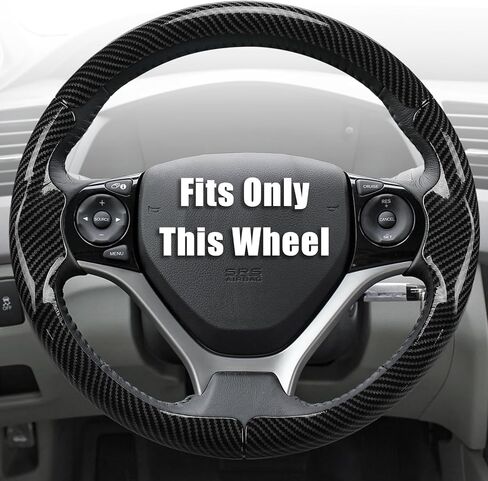 Aimato Customized Steering Wheel Cover for Honda Civic 2006-2011 (3 Spoke 8th), Thin,Anti-Slip,Scratch-Resistant Exclusive Car Accessory for Honda, Nappa Black in Kuwait