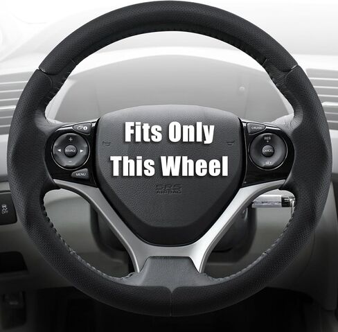 Aimato Customized Steering Wheel Cover for Honda Civic 2006-2011 (3 Spoke 8th), Thin,Anti-Slip,Scratch-Resistant Exclusive Car Accessory for Honda, Nappa Black in Kuwait