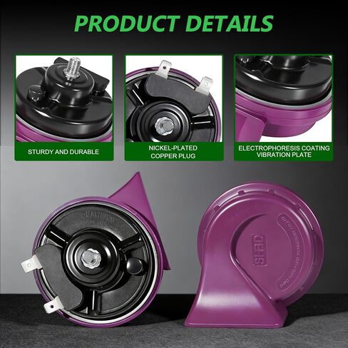 Super Loud Car Horns 12V Replacement Horn Kit 2PCS Super Loud electric Snail Horn Dual Tone Universal Air Horn Fit for Any 12V Cars,Trucks,Motorcycles,Van,Pickup(One pair) in Saudi Arabia