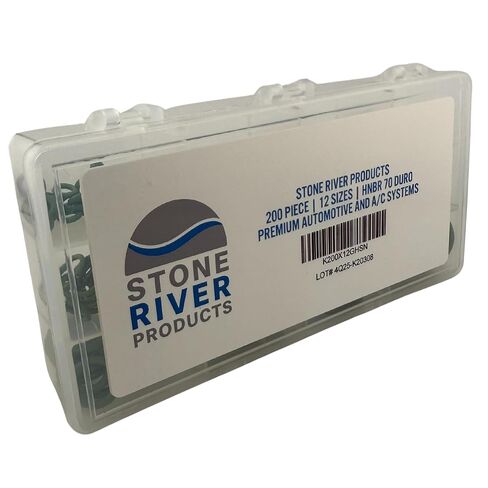 مجموعة حلقات تكييف الهواء للسيارات من Stone River Products، تشكيلة 200 قطعة HNBR 70A، 12 مقاس AS568، أختام النتريل عالية التشبع باللون الأخضر لأنظمة التبريد R-134a in Kuwait
