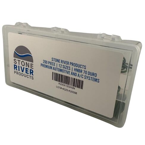 مجموعة حلقات تكييف الهواء للسيارات من Stone River Products، تشكيلة 200 قطعة HNBR 70A، 12 مقاس AS568، أختام النتريل عالية التشبع باللون الأخضر لأنظمة التبريد R-134a in Kuwait