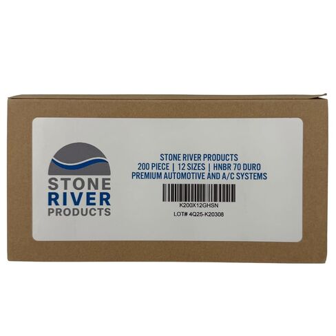 مجموعة حلقات تكييف الهواء للسيارات من Stone River Products، تشكيلة 200 قطعة HNBR 70A، 12 مقاس AS568، أختام النتريل عالية التشبع باللون الأخضر لأنظمة التبريد R-134a in Kuwait