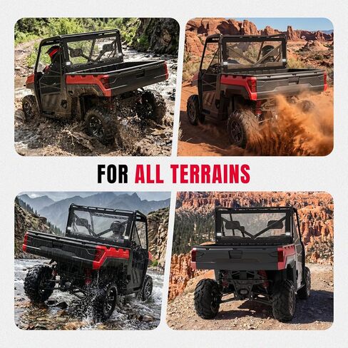 Oumurs UTV الزجاج الأمامي الخلفي الناعم، النافذة الخلفية الناعمة PVC المتوافقة مع Polaris Ranger 1000 XP Crew & Ranger 900/XP/Crew، مقاوم للغبار في جميع الأحوال الجوية، حماية ضد الماء 2013-2025 in Kuwait