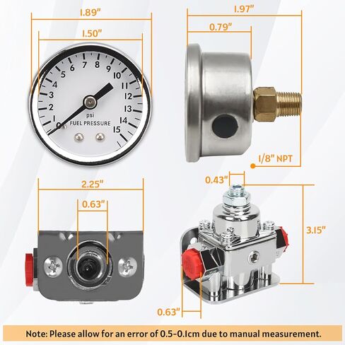 Fuel Pressure Regulator Zinc Alloy Carburetor With Gauge Kit Fit For Holley And Edelbrock Carburetors, Fuel Valve 12-804 1-4/2-9 Psi,3/8in Npt with Installation kit and sealing tool in Saudi Arabia
