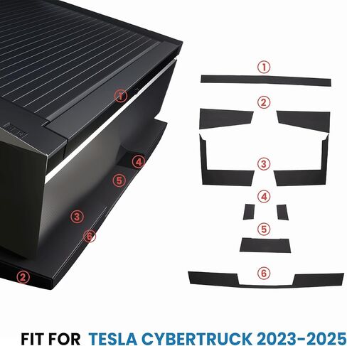 واقي ممتص الصدمات الخلفي مناسب لسيارة Tesla Cybertruck 2024 2025 2026 - واقي الباب الخلفي مكون من 9 قطع، واقي خطوة لسرير الشاحنة TPE مضاد للخدش، زخرفة غطاء عتبة القالب، ملحقات السيارة in Kuwait