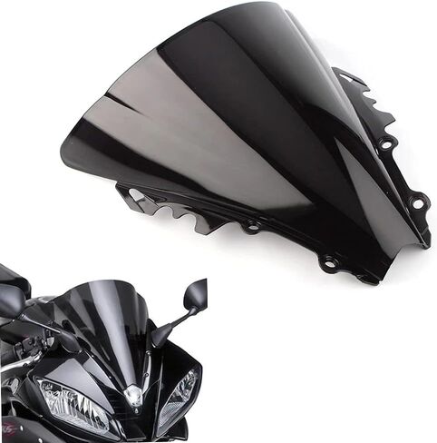 الزجاج الأمامي للدراجات النارية مناسب لياماها YZF-600 R6 2006 2007 R6 06 07 ABS البلاستيك الزجاج الأمامي منحرف الرياح الأسود in Kuwait
