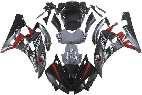 الزجاج الأمامي للدراجات النارية مناسب لياماها YZF-600 R6 2006 2007 R6 06 07 ABS البلاستيك الزجاج الأمامي منحرف الرياح الأسود in Kuwait