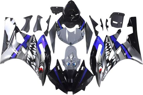 الزجاج الأمامي للدراجات النارية مناسب لياماها YZF-600 R6 2006 2007 R6 06 07 ABS البلاستيك الزجاج الأمامي منحرف الرياح الأسود in Kuwait