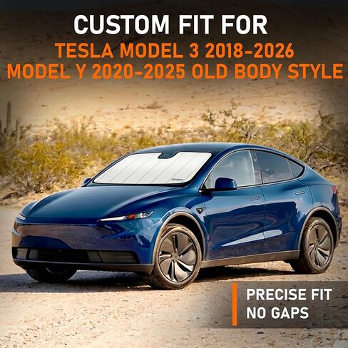 2018-2025 Model3 2020-2025 ModelY غطاء شمس للزجاج الأمامي لسيارة Tesla Model 3 2018-2025، موديل Y 2020-2025 طراز جسم قديم، نافذة أمامية للسيارة، واقي من الشمس in Kuwait