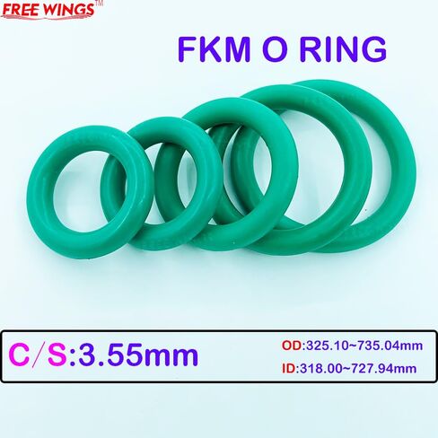 الأخضر FKM يا الدائري الختم CS3.55mm سمك OD325.10mm ~ 735.04mm النفط مقاومة الأحماض والقلويات ختم طوقا يا الدائري (OD375.10mm (2PCS)) in Kuwait