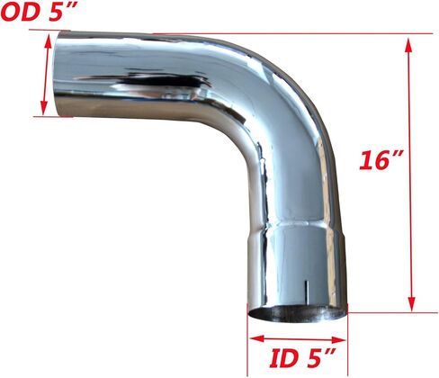 Chrome Exhaust Pipe 5 Inch ID/OD 90 Degree Elbow Tube with 15.5 Inch Arms in Saudi Arabia
