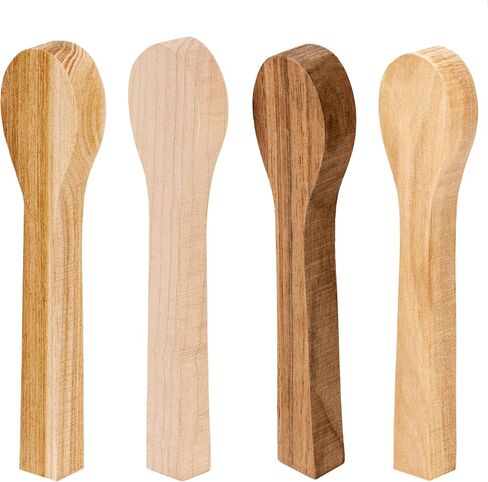 BeaverCraft Wood Carving Spoon Blanks Kit BB3 - Wooden Blank for Spoon Carving - Whittling Wood - Soft Blocks Set for Hobby - Unfinished Wooden Blanks 4 pcs Alder, Walnut, Elm, Maple in Saudi Arabia