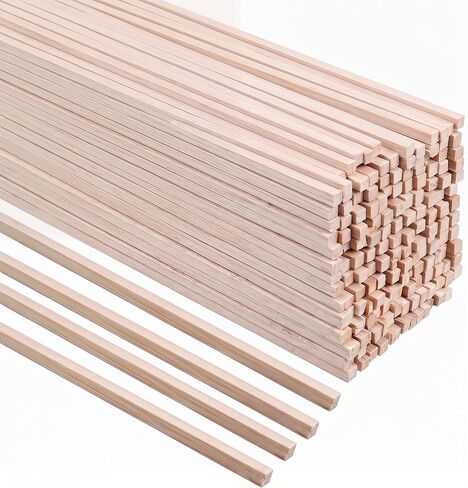 160 Pcs Balsa Wood Strips, 1/8 x 1/8 x 12 Inch Unfinished Soft Wood Sticks for Model Airplane, STEM Bridge Building & DIY Crafts (3x3x305mm) in Saudi Arabia