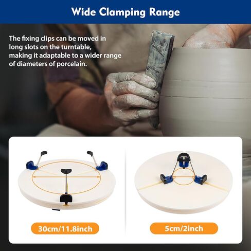 DYRABREST Portable Pottery Machine Turntable Clamp Pottery, Ceramic Pottery Trimming Turntable Tools Sculpting Clamp Repair Tools for Ceramic Beginners Professionals (White) in Kuwait