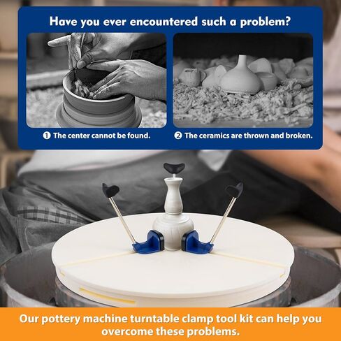 DYRABREST Portable Pottery Machine Turntable Clamp Pottery, Ceramic Pottery Trimming Turntable Tools Sculpting Clamp Repair Tools for Ceramic Beginners Professionals (White) in Kuwait