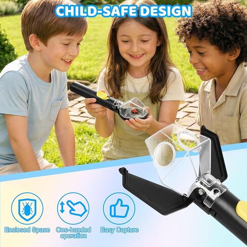 EVADA Handheld Bug Catcher for Kids, Insect Trap Kit with 6X Magnifier Glass - STEM Educational Exploration Grabber Tool for Indoor and Outdoor, Birthday Gifts Toys for Adults, Boys and Girls, Black in Saudi Arabia
