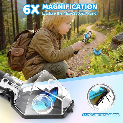 EVADA Handheld Bug Catcher for Kids, Insect Trap Kit with 6X Magnifier Glass - STEM Educational Exploration Grabber Tool for Indoor and Outdoor, Birthday Gifts Toys for Adults, Boys and Girls, Black in Saudi Arabia